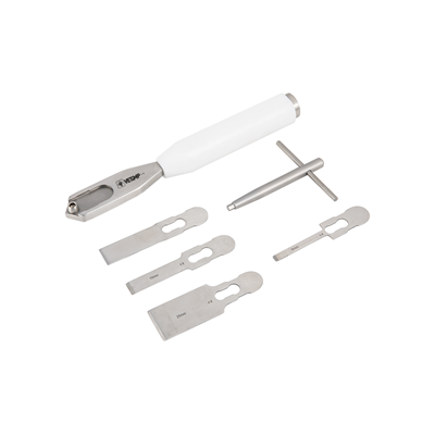 Complete standard-medium breed MMP instrument kit containing veterinary orthopaedic instruments required for the treatment of canine cruciate disease
